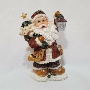 Santa Claus Christmas Figurine Resin 5" Lantern